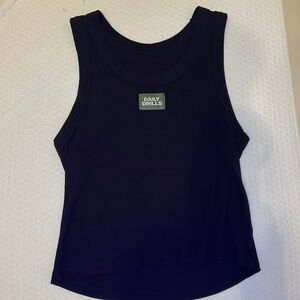 Daily Drills Black ribbed logo tank